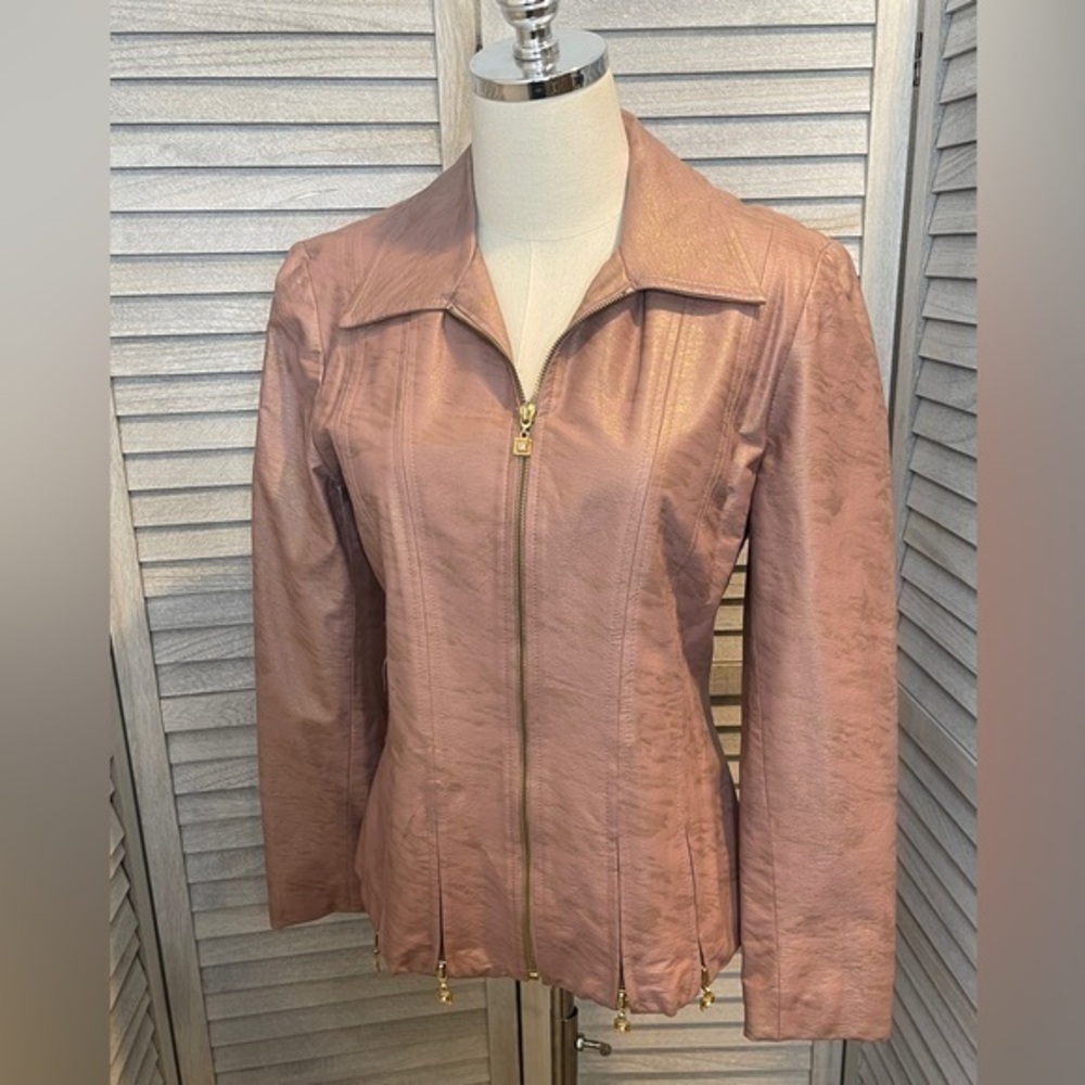 Joseph Ribkoff Pink Leather Jacket Size 6